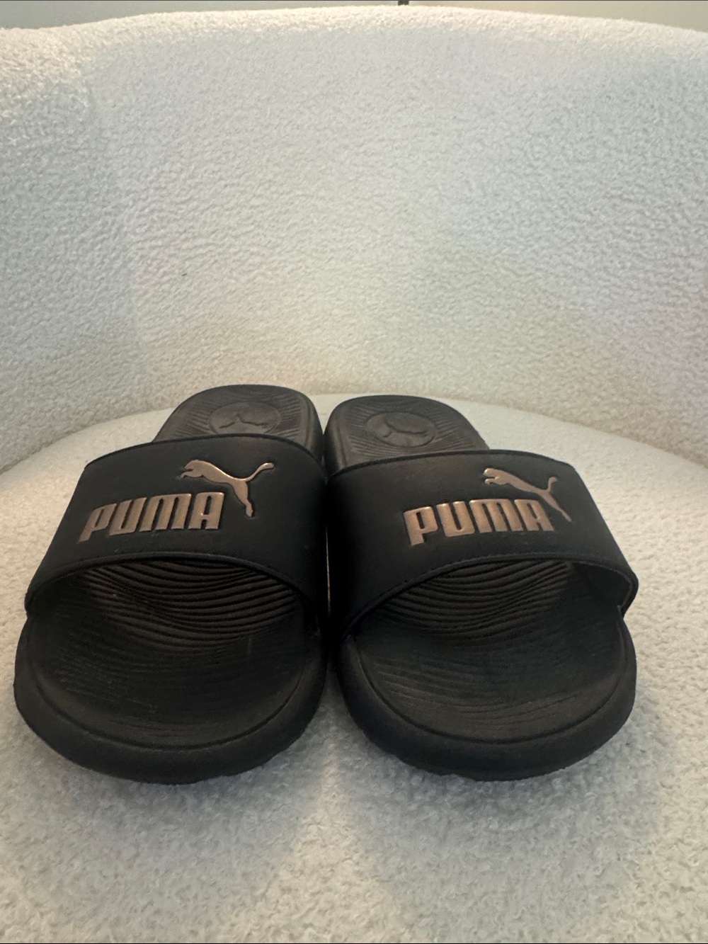 Puma Women’s Black Slides with Metallic Rose Accent - Picture 9 of 9